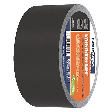 Duct Tape, Black, 60-1/8 yd L, 2-7/8 in W, PK16