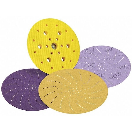 Hook-and-Loop Sanding Disc, 3" Dia, Multi-Hole, Aluminum Oxide, P400 Grit, Open Coat Type, 360L