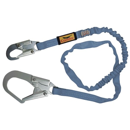Shock Absorbing Lanyard, 6 ft. Length, Snap Hook, Steel, 1 Leg(s), 310 lb. Weight Capacity