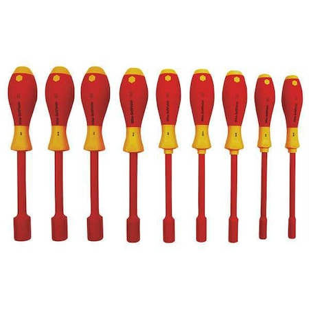 Nut Driver Set,9 Pieces,SAE,Solid,Ins