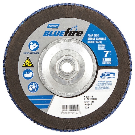 Flap Disc,7 In x 80 Grit,5/8-11