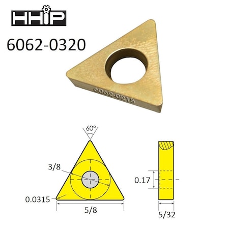 TDEX 32 TiN Coated C-5 Carbide Insert