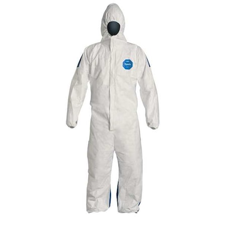 Hooded Disposable Coveralls, 3XL, White, Tyvek(R) 400 D, zipper