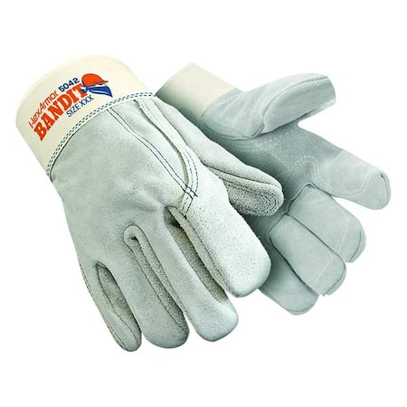 Leather Cut-Resistant Gloves, Cowhide, Safety Cuff, Keystone Thumb, Full Finger, Gray, 2XL, 1 PR