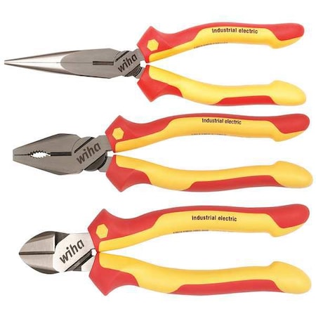 3 Piece Bi-Material Grip Plier Set Insulated Handle