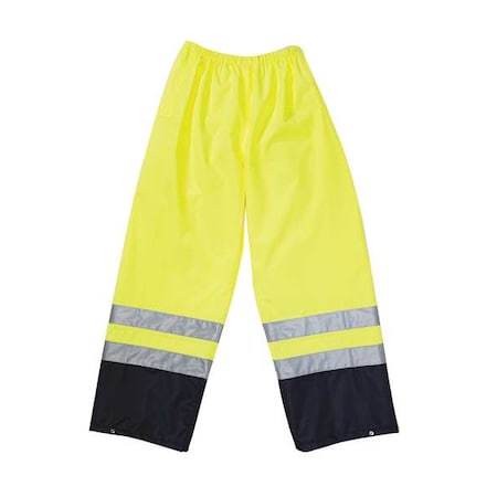 Rain Pants, Polyester/Polyurethane, 29 1/2 in Inseam, Drawstring Closure, Yellow, Size XL