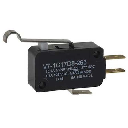 Snap Action Switch - V7 Series, Lever Actuator, SPDT, 15.1A, Miniature