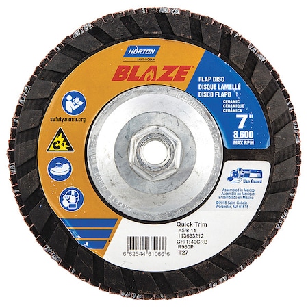 Flap Disc,7 In x 40 Grit,5/8-11