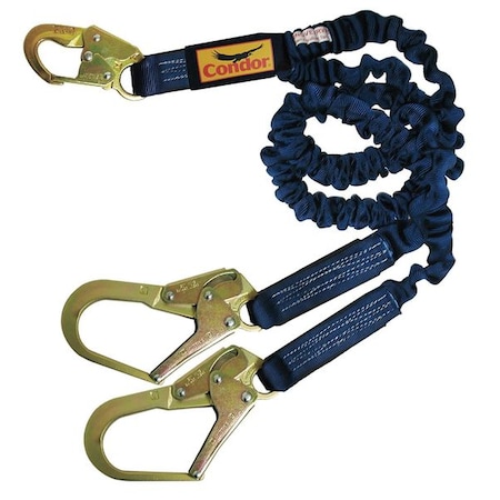 Shock Absorbing Lanyard, 4-1/2 to 6 ft. Length, Snap Hook, Steel, 2 Leg(s), 310 lb. Weight Capacity