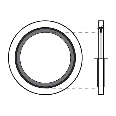 Sealing Washer, Fits Bolt Size M12 Steel/Buna-N, Cadmium-Plated Finish