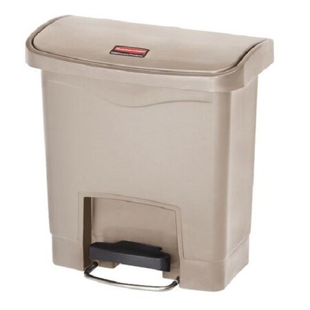 Slim Jim Step-On 4 gal Rectangular Slim-Profile Plastic Can, Beige, Foot Pedal, Plastic