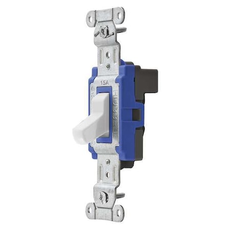 Wall Swtch, 1-Pole, 120/277V, 15A, Wht, Toggl