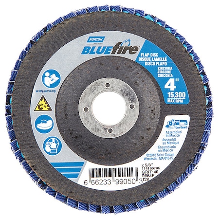 Flap Disc,4 In x 40 Grit,5/8