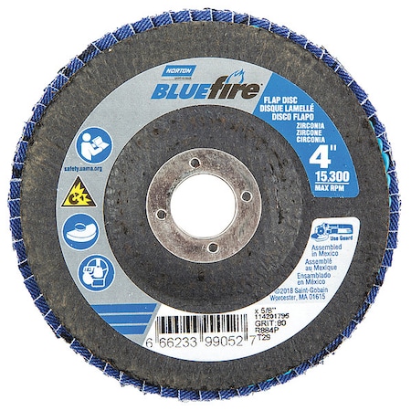 Flap Disc,4 In x 80 Grit,5/8