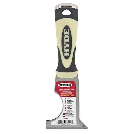 Painters Tool, Length 8 in, Blade Width 2 1/2 in, Carbon Steel, Black/Cream