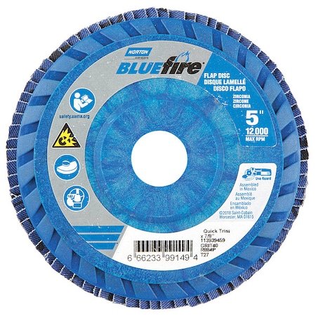 Flap Disc,5 In x 40 Grit,7/8