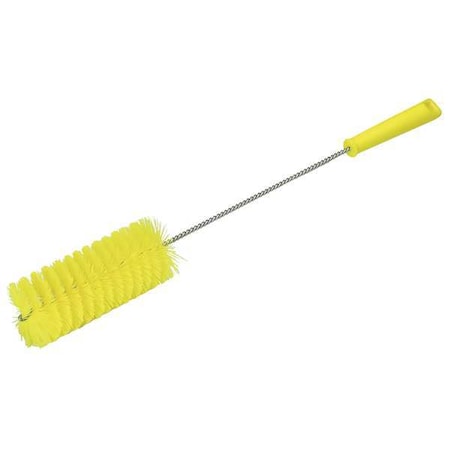 2 5/8 in W Tube and Valve Brush, Medium, 13 1/2 in L Handle, 5 51/64 in L Brush, Yellow