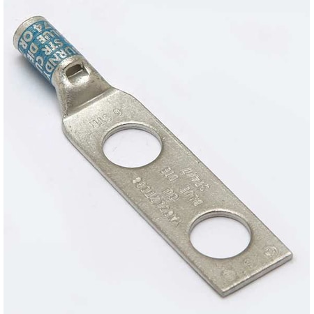 Two-Hole Compression Lug, 6 AWG Max, 3/8 in Stud, Standard Barrel, Copper, Blue