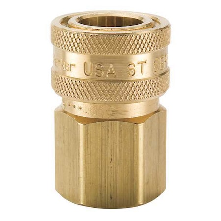 Hydraulic Quick Connect Hose Coupling, Brass Body, Sleeve Lock, 1/8"-27 Thread Size, ST Series