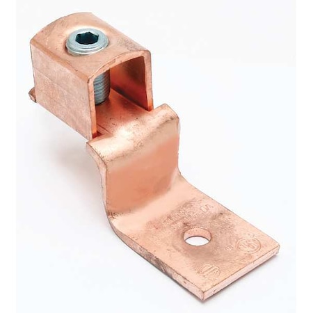 Mechanical Lug, 1/0 AWG Max, 1 Conductor, 1 Hole, 1/4 in Stud, Copper