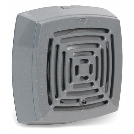 Vibrating Horn, Horn, Continuous, 24V DC, 101 dB, Heavy Duty Die Cast, Gray, Surface Mount