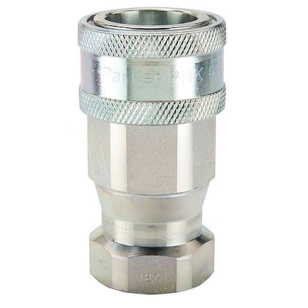 Hydraulic Quick Connect Hose Coupling, Steel Body, Sleeve Lock, 9/16"-18 Thread Size, 6600 Series