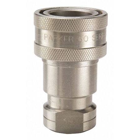 Hydraulic Quick Connect Hose Coupling, 316 Stainless Steel Body, Sleeve Lock, 1/8"-27 Thread Size