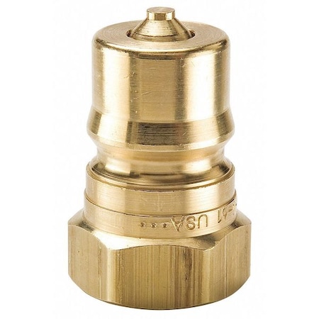 Hydraulic Quick Connect Hose Coupling, Brass Body, Ball Lock, 3/4"-14 Thread Size, 60 Series