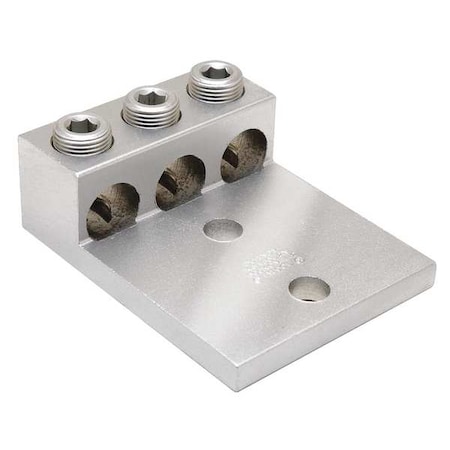 Mechanical Lug, 600 kcmil Max, 3 Conductor, 2 Hole, 1/2 in Stud, Aluminum