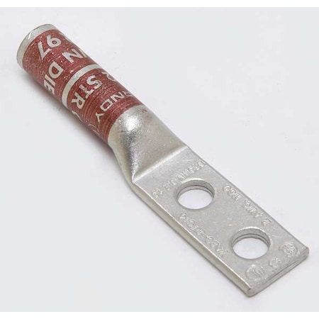 Two-Hole Compression Lug, 2 AWG Max, 1/4 in Stud, Long Barrel, Copper, Brown