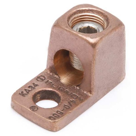 Mechanical Lug, 1 Conductor, 1 Hole, 3/8 in Stud, Copper