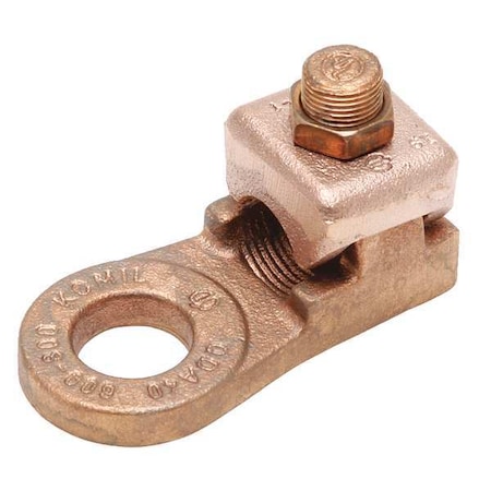 Mechanical Lug, 4 AWG Max, 1 Conductor, 1 Hole, 3/8 in Stud, Copper