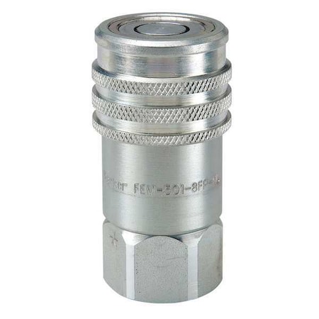 Hydraulic Quick Connect Hose Coupling, Steel Body, Push-to-Connect Lock, 1/4"-18 Thread Size