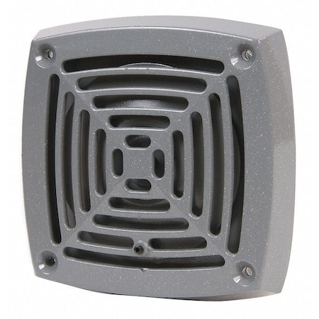 Vibrating Horn, 120V AC, .13 Amps, Panel Mount, Heavy Duty Die Cast, 4.625" x 4.625", Indoor