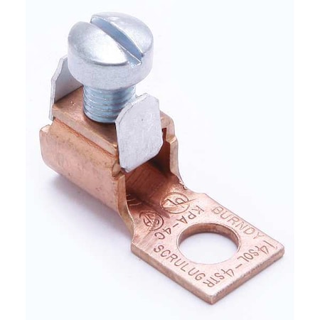 Mechanical Lug, 4 AWG Max, 1 Conductor, 1 Hole, 1/4 in Stud, Copper