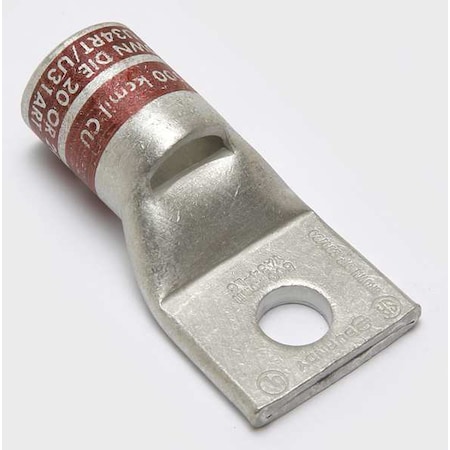One-Hole Compression Lug, 500 kcmil Max, 1/2 in Stud, Standard Barrel, Copper, Brown