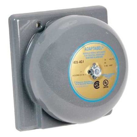 Vibrating Bell, Continuous, 24V DC, 90 dB, Steel, Surface Mount, 4 in Diameter, Indoor/Outdoor
