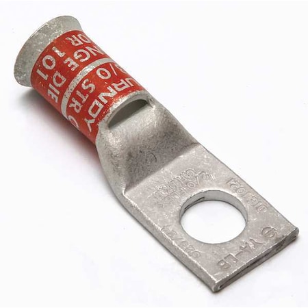 One-Hole Compression Lug, 2/0 AWG Max, 1/2 in Stud, Short Barrel, Copper, Orange