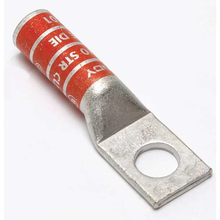 One-Hole Compression Lug, 3/0 AWG Max, 1/2 in Stud, Long Barrel, Copper, Orange
