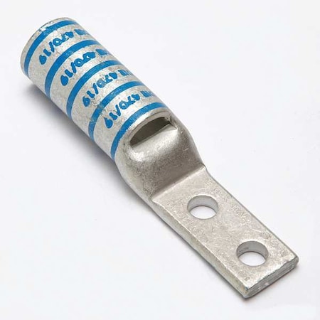 Two-Hole Compression Lug, 350 kcmil Max, 3/8 in Stud, Long Barrel, Copper, Blue