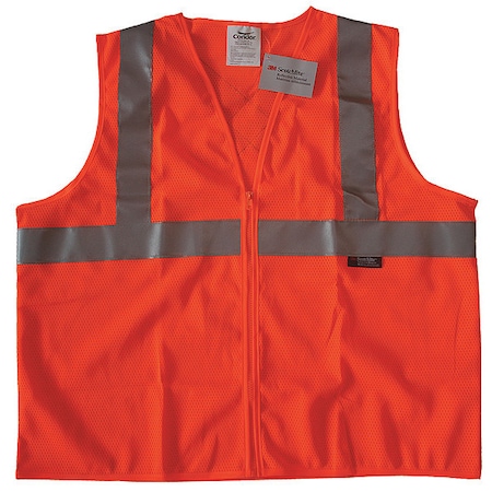 Safety Vest,Orange/Red,L,Zipper