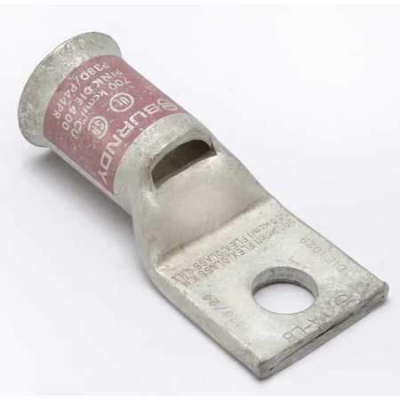 One-Hole Compression Lug, 1 AWG Max, 5/16 in Stud, Standard Barrel, Copper, Pink