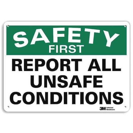Safety Sign, 10 in H, 14 in W, Plastic, English, U7-1237-NP_14X10