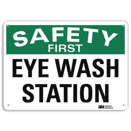 Eye Wash Sign, 10 in H, 14 in W, Plastic, English, U7-1197-NP_14X10