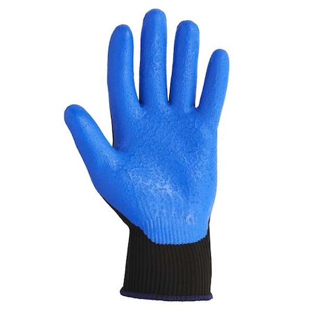 Coated Gloves, Nitrile, Crinkled, Palm, 3 Abrasion Level, Blue/Black, XL (10) 1 PR