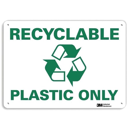 Recyclable Plastic Only, 10 in x 14 in, Horizontal Rectangle, Plastic, U1-1061-NP_14X10