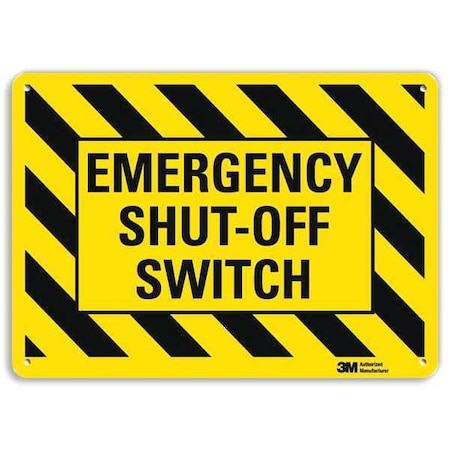 Emergency Shut Off Switch, 7 in x 10 in, Vertical Rectangle, Plastic, U7-1138-NP_10X7