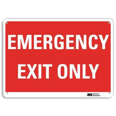 Exit Sign, Recycled Plastic, 14" W, 10" H, Emergency Exit Only, Red