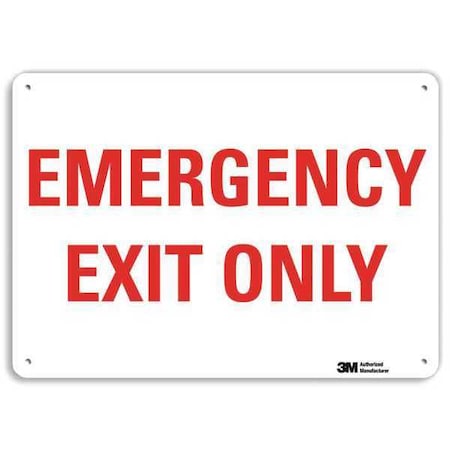 Exit Sign, Recycled Plastic, 10" W, 7" H, Emergency Exit Only, White