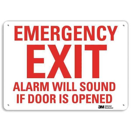 Exit Sign, Recycled Plastic, 10" W, 7" H, Emergency Exit Alarm Will Sound If Door Is Opened, White